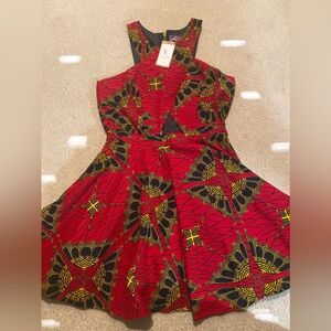 Elegant Red and Black Midi Dress